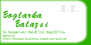 boglarka balazsi business card